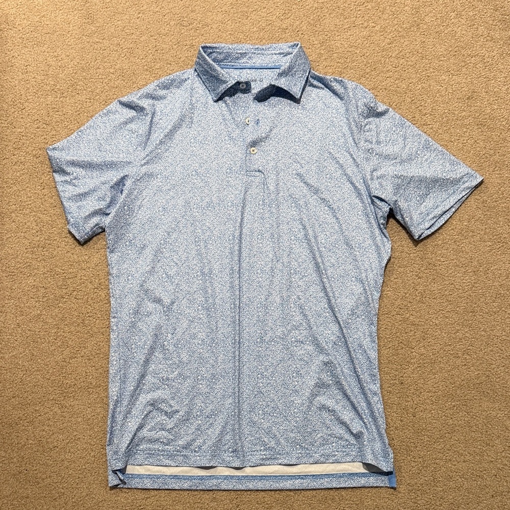 johnnie-O Light Blue Patterned Polo Shirt